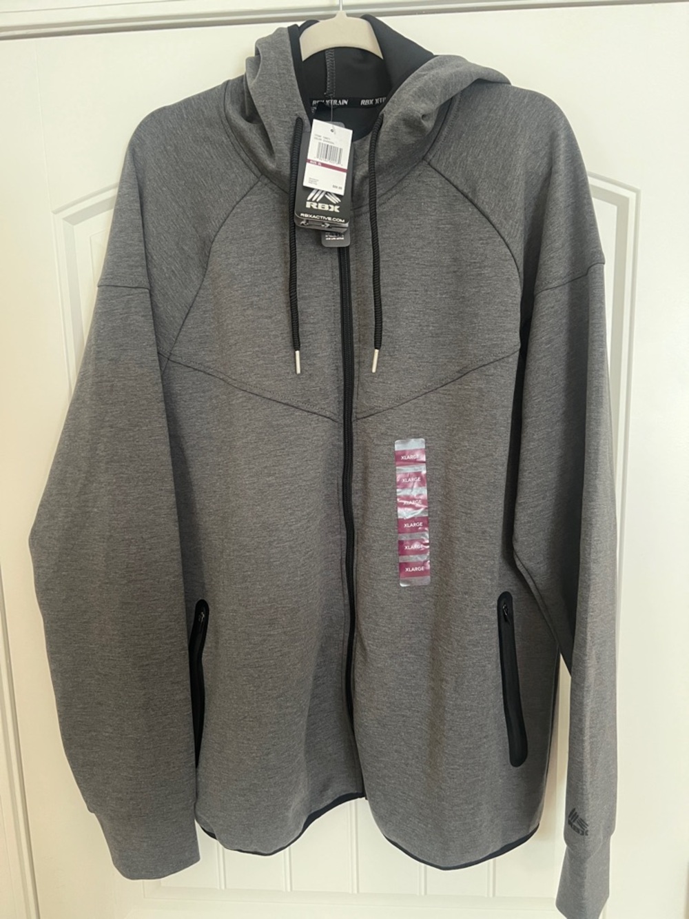 RBX X-Train Men’s Charcoal Gray/Black Full Zip LightWeight Hooded Jacket NWT